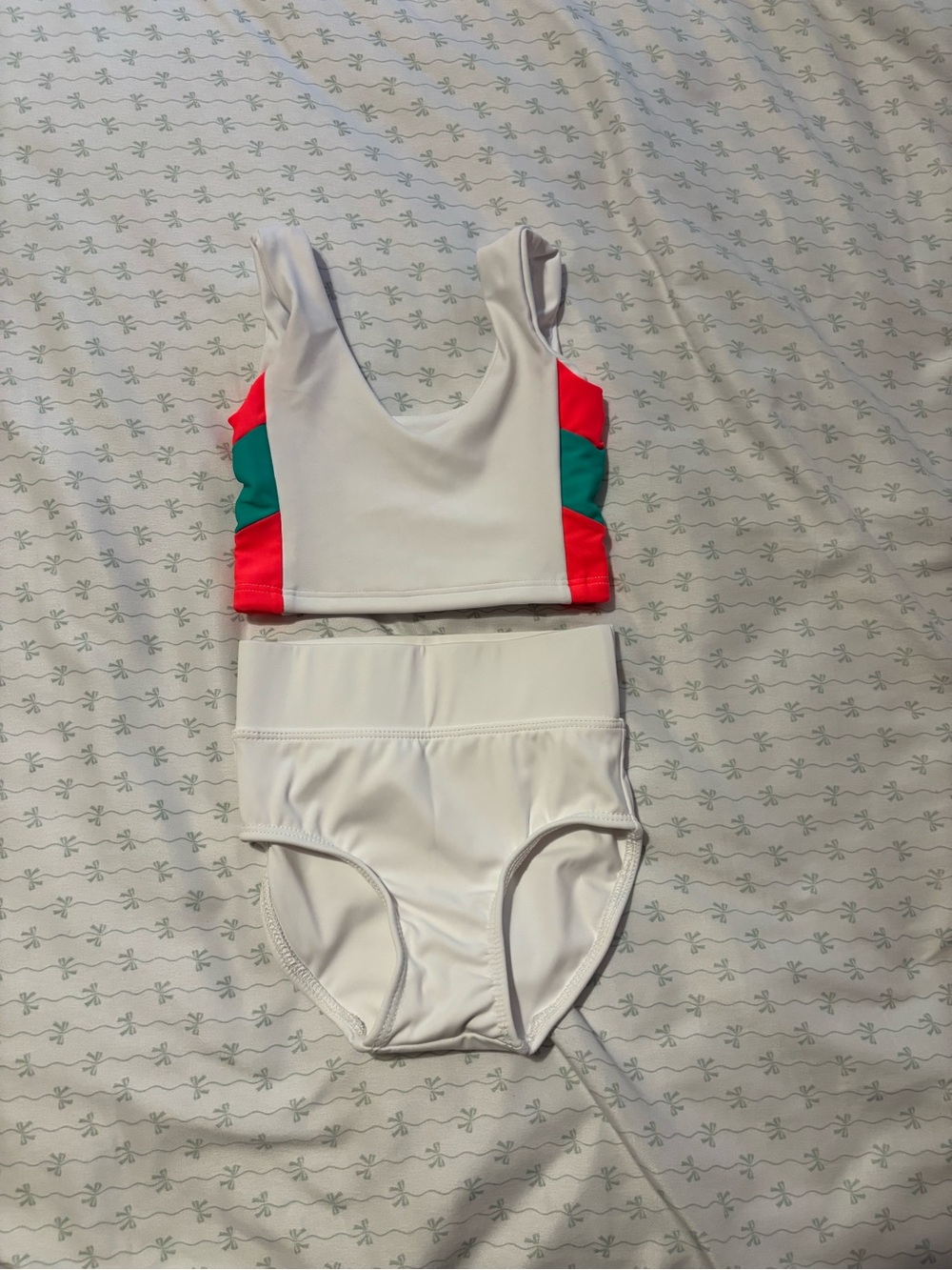 Girls' White Set with Red and Teal Colorblock Panels Tiger Friday